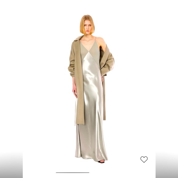 Alberta Ferretti Dresses & Skirts - Alberta Ferretti Glossy Satin Maxi Slip Dress size 4 Silver Chrome